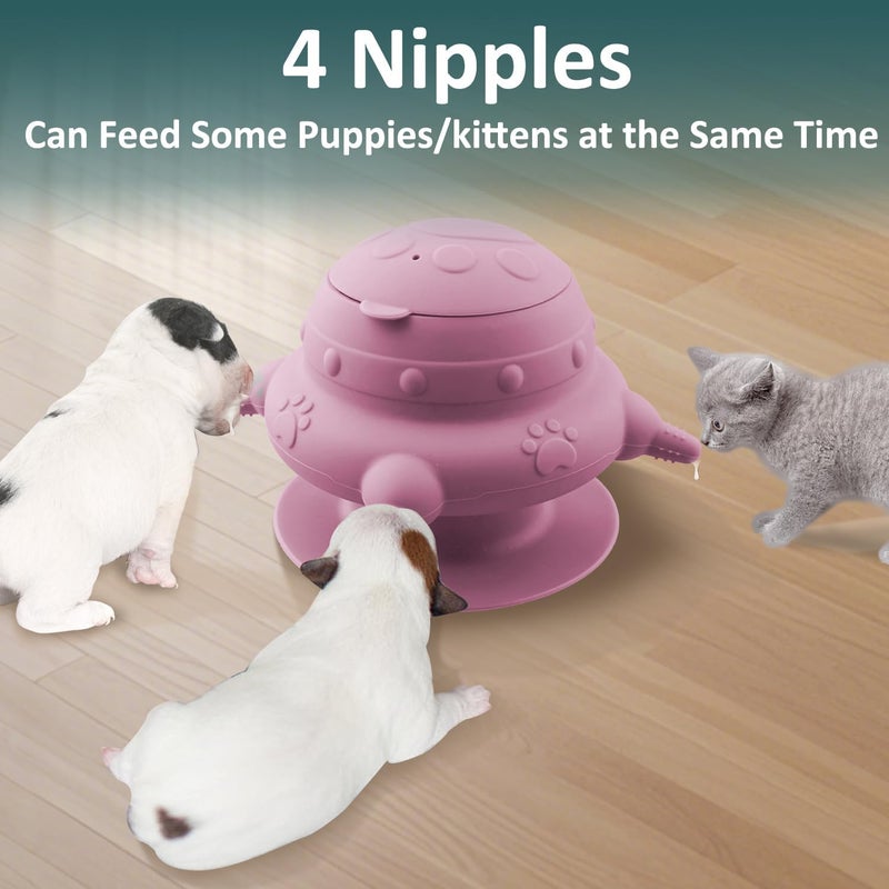 Xuanda Pet Nursing Kit, Puppy Milk Feeder Bottle, Silicone Feeding Nipple for All Breed of Puppy, Kittens and Other Animals (Pink) - Image 4